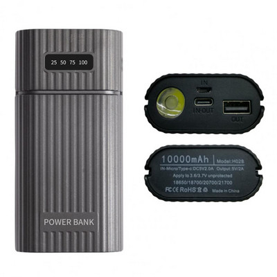 Калъф за захранваща банка за телефон Бързо зареждане без заваряване с дисплей за захранване 2 слота 18650 21700 Калъф за зарядно устройство Направи си сам Кутия