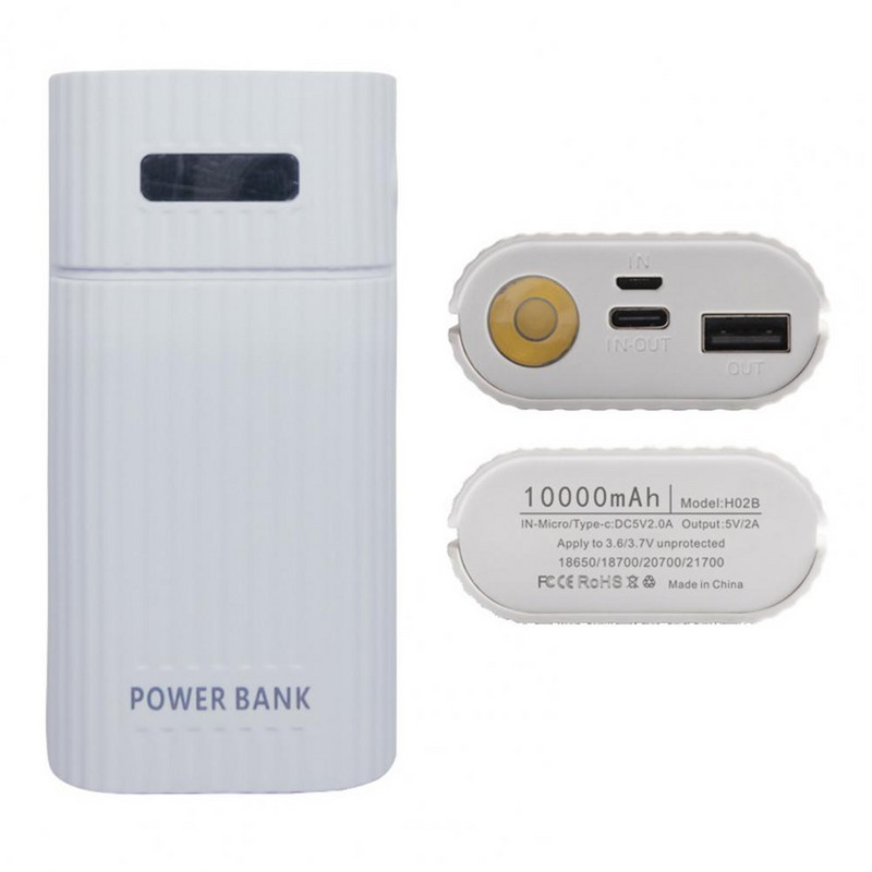 Калъф за захранваща банка за телефон Бързо зареждане без заваряване с дисплей за захранване 2 слота 18650 21700 Калъф за зарядно устройство Направи си сам Кутия