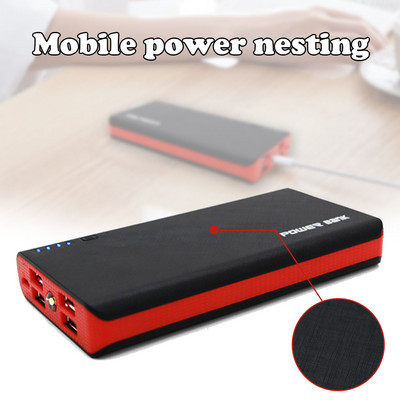 6*18650 батерия Power Bank Калъф LED светлина 4 USB DIY Power Bank Кутия Калъф за съхранение на батерия Държач Зарядно устройство за телефон без батерия