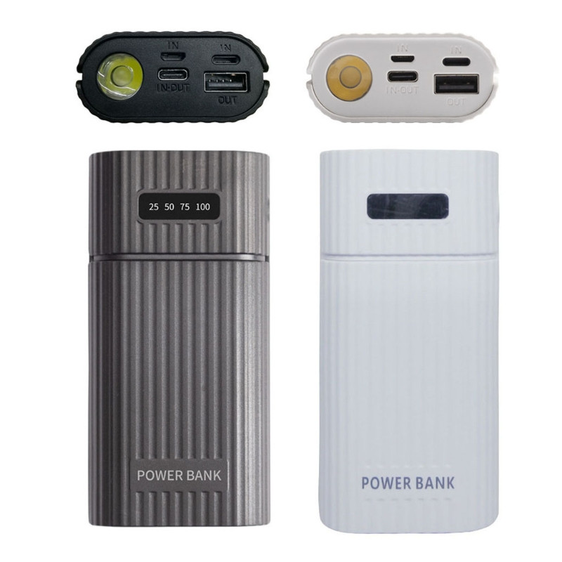3-портов вход Направи си сам Power Bank Shell с LED фенерче 5V 2x 18650 21700 Кутия Зареждане на батерията Кутия за съхранение без батерия