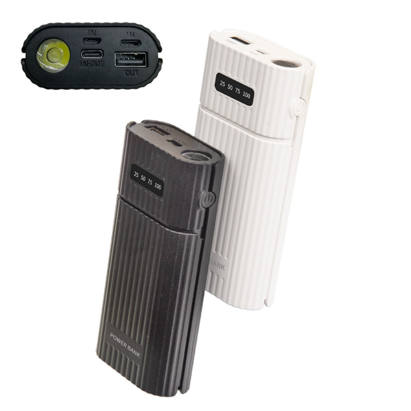 3-портов вход Направи си сам Power Bank Shell с LED фенерче 5V 2x 18650 21700 Кутия Зареждане на батерията Кутия за съхранение без батерия