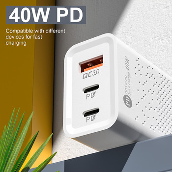 Quick Charge 3.0 60W USB Type C Φορτιστής 3 θυρών Προσαρμογέας φορτιστή τηλεφώνου PD για iPhone Samsung Xiaomi Huawei ΕΕ/ΗΠΑ Φορτιστής τοίχου