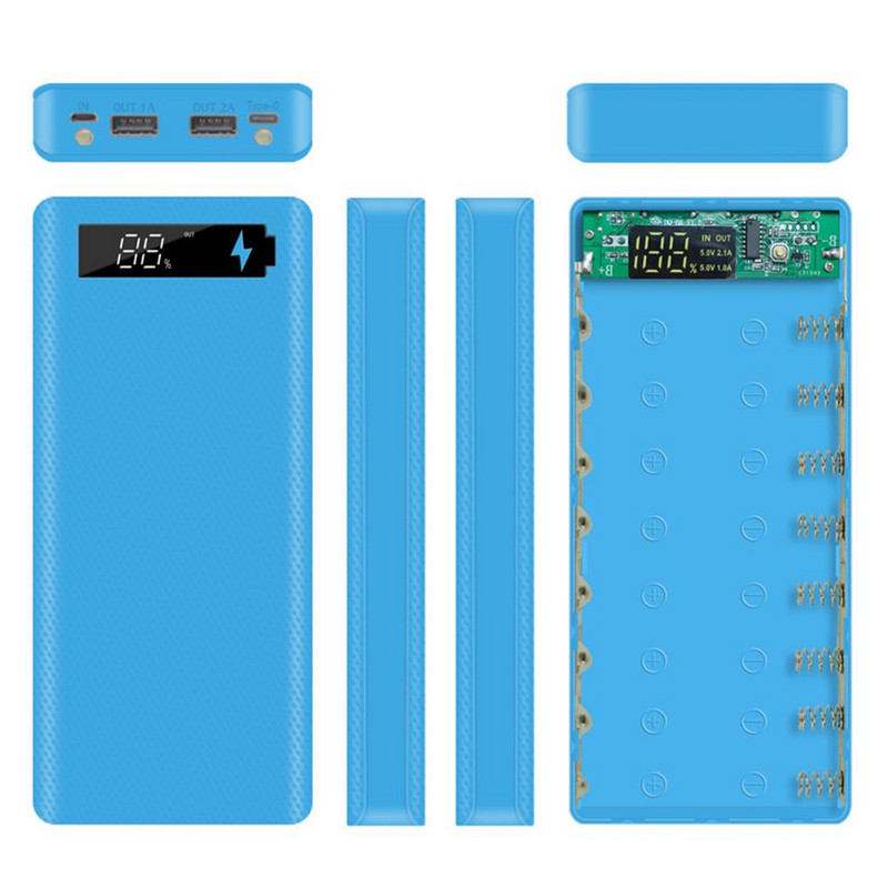 Преносим Micro USB Type-C 18650 кутия за батерии LCD Направи си сам Калъф за мобилна захранваща банка