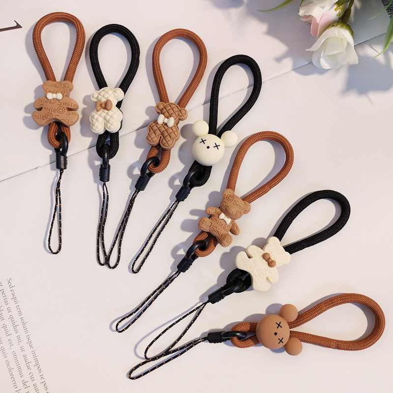 Катарама за пръсти Карикатура Сладко мече Пръстен Късо въже за мобилен телефон Връзка за ключове Лична карта Мобилен телефон Универсално въже за мече