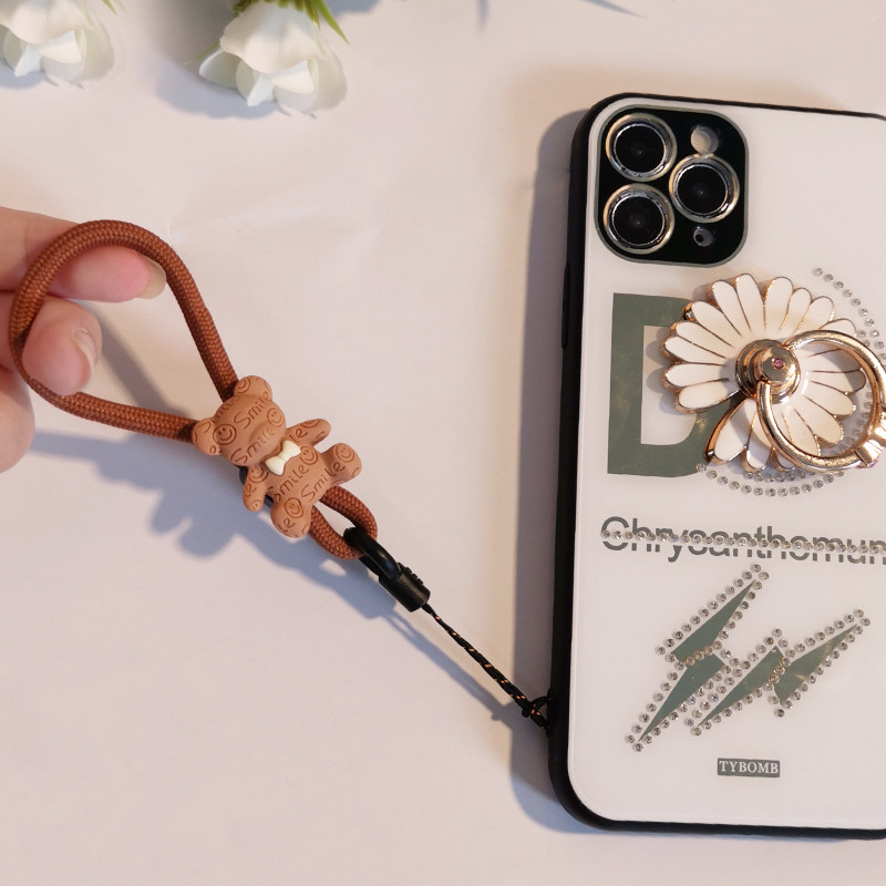 Катарама за пръсти Карикатура Сладко мече Пръстен Късо въже за мобилен телефон Връзка за ключове Лична карта Мобилен телефон Универсално въже за мече