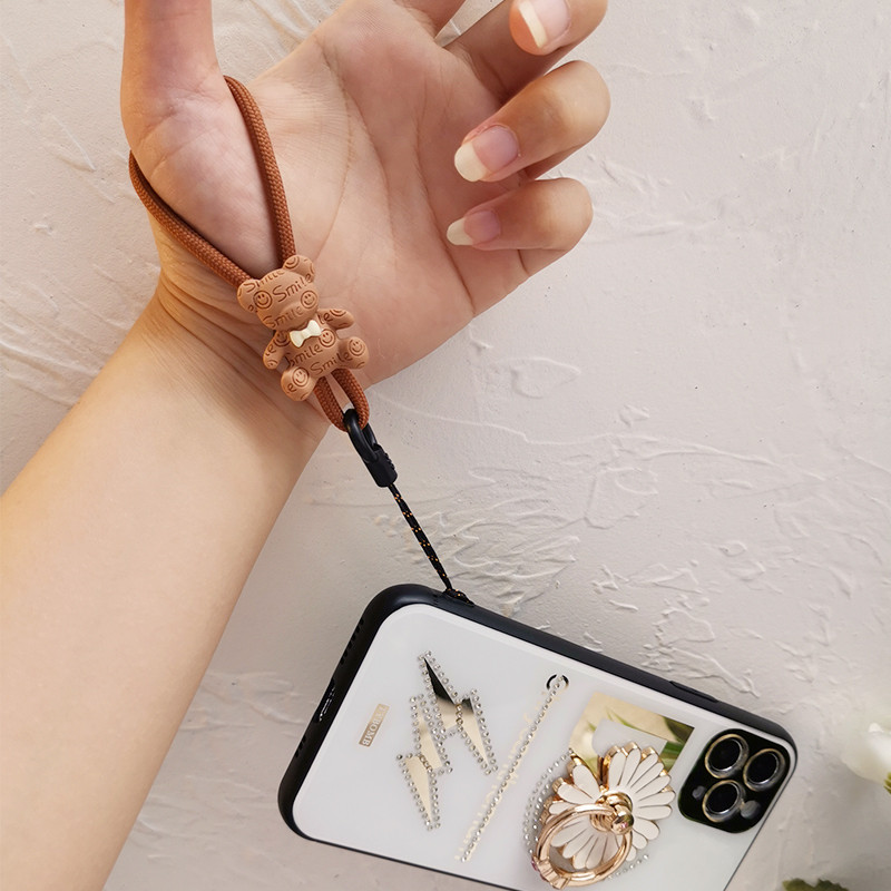 Катарама за пръсти Карикатура Сладко мече Пръстен Късо въже за мобилен телефон Връзка за ключове Лична карта Мобилен телефон Универсално въже за мече