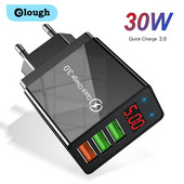 Elough Quick Charger 3.0 USB зарядно за iPhone 12 13 Xiaomi poco x3 LED цифров дисплей Бързо зареждане 5 USB стенно зарядно за телефон