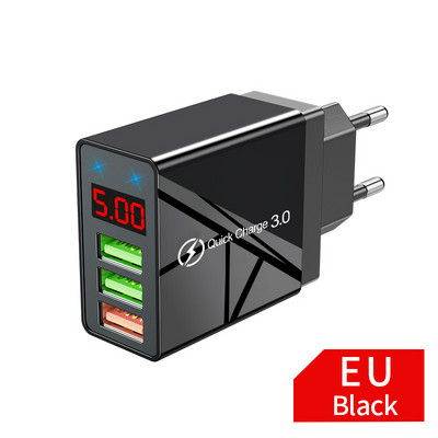 Elough Quick Charger 3.0 USB зарядно за iPhone 12 13 Xiaomi poco x3 LED цифров дисплей Бързо зареждане 5 USB стенно зарядно за телефон