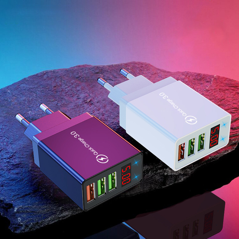 Elough Quick Charger 3.0 USB зарядно за iPhone 12 13 Xiaomi poco x3 LED цифров дисплей Бързо зареждане 5 USB стенно зарядно за телефон