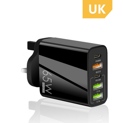 ANSEIP Quick Charge 3.0 65W PD USB Type C зарядно устройство 5-портов адаптер за зарядно устройство за телефон за iPhone 11 13 14 Pro max Samsung Xiaomi Huawei