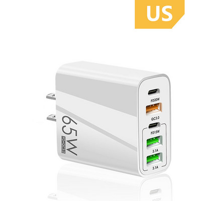 ANSEIP Quick Charge 3.0 65W PD USB Type C зарядно устройство 5-портов адаптер за зарядно устройство за телефон за iPhone 11 13 14 Pro max Samsung Xiaomi Huawei