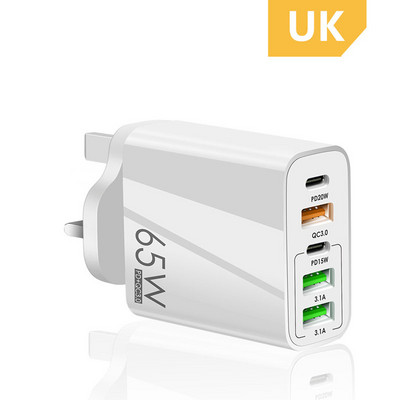 ANSEIP Quick Charge 3.0 65W PD USB Type C зарядно устройство 5-портов адаптер за зарядно устройство за телефон за iPhone 11 13 14 Pro max Samsung Xiaomi Huawei