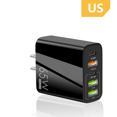 ANSEIP Quick Charge 3.0 65W PD USB Type C зарядно устройство 5-портов адаптер за зарядно устройство за телефон за iPhone 11 13 14 Pro max Samsung Xiaomi Huawei