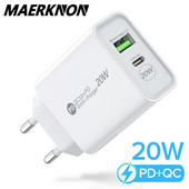 Maerknon PD 20W USB Charger Quick Charge QC 3.0 Fast Phone Charger Wall Charge Adapter Για iPhone 13 12 Pro iPad Huawei Xiaomi Samsung