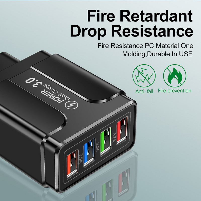 5.1A 48W USB бързо зарядно Бързо зареждане 4.0 3.0 Универсален стенен адаптер за iPhone 13 12 Бързо зареждане на мобилен телефон Samsung Xiaomi