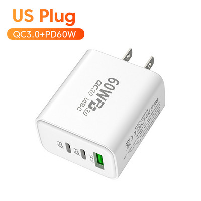 Olaf USB Charger Fast Charge 60W PD USB Type C Φορτιστής Γρήγορη φόρτιση 3.0 Προσαρμογέας κινητού τηλεφώνου για iPhone 13 Xiaomi Huawei Samsung