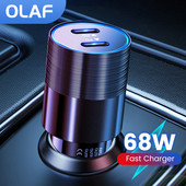 68W Dual USB Type C зарядно за кола Метално автоматично PD зарядно устройство Адаптер за бързо зареждане USB C зарядно за мобилен телефон в кола за iPhone 13 12