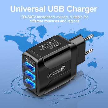 AIXXCO 5V 2A EU Plug LED Light 2 USB адаптер Стенен PD зарядно устройство за мобилен телефон Quick Charge QC 3.0 Mobile Charger Fast Charger
