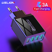 USLION 3.1A USB зарядно Quick Charge 3.0 48W бързо зареждане EU UK Plug стенен адаптер за мобилен телефон за iPhone Samsung Xiaomi Mi 9