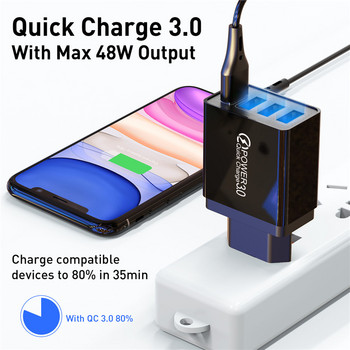 USLION 3.1A USB зарядно Quick Charge 3.0 48W бързо зареждане EU UK Plug стенен адаптер за мобилен телефон за iPhone Samsung Xiaomi Mi 9