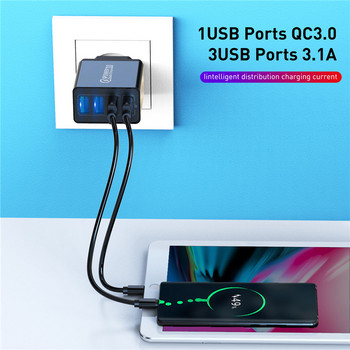 USLION 3.1A USB зарядно Quick Charge 3.0 48W бързо зареждане EU UK Plug стенен адаптер за мобилен телефон за iPhone Samsung Xiaomi Mi 9
