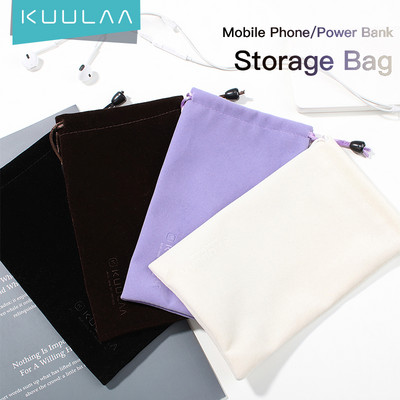 KUULAA Power Bank Case Phone Pouch Мека фланелена чанта за съхранение за iPhone Xiaomi Samsung Преносима външна чанта за защита на батерията