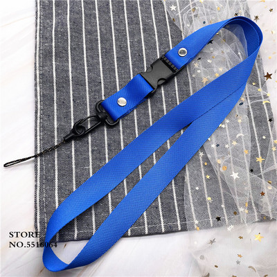 Едноцветен ремък за ключове USB държач ID Pass Card Име Badge Държач Каишки за мобилен телефон Метално черно въже Пластмасов щипка ремък