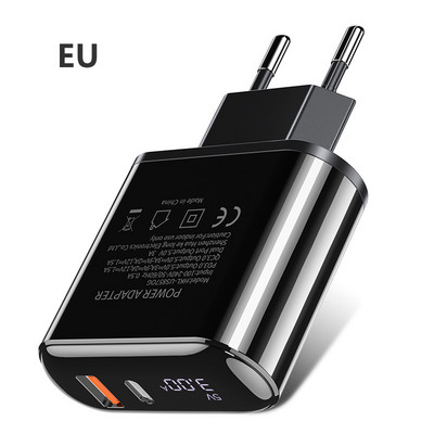 PD Fast Charging Quick Charge 3.0 led USB Charger for iphone 12 charging adapter for xiaomi mi 10 Samsung Mobile phone chargers