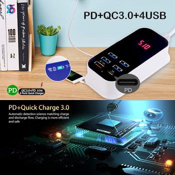 Множество USB зарядно устройство PD 30W тип C Бързо зарядно устройство Бързи стенни зарядни устройства Захранващ адаптер 3.0 зарядно устройство UK EU US Plug Зарядно устройство за мобилен телефон
