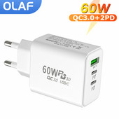 60W USB Type C Φορτιστής Γρήγορη φόρτιση 3.0 Κινητό Τηλέφωνο 3 Θύρες Wall Fast Charger PD Adapter for iPhone 14 13 Samsung Xiaomi Poco f3