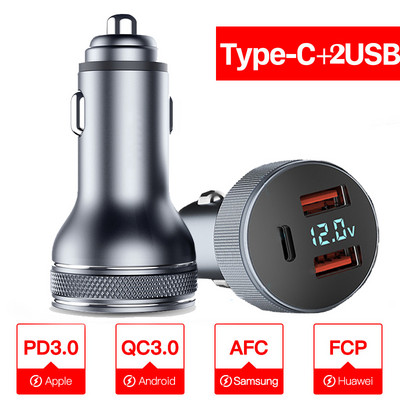 Φορτιστής αυτοκινήτου 80W USB QC3.0 PD TypeC Προσαρμογέας φόρτισης αυτοκινήτου Γρήγορη φόρτιση για iPhone13 Γρήγοροι φορτιστές κινητών τηλεφώνων Xiaomi Samsung Huawei