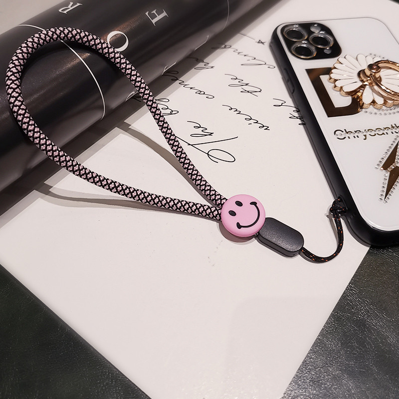 Връзка за мобилен телефон Усмихнато лице Висулка за китка Женски къси ръчно тъкани прости орнаменти Калъф за мобилен телефон Универсална гривна