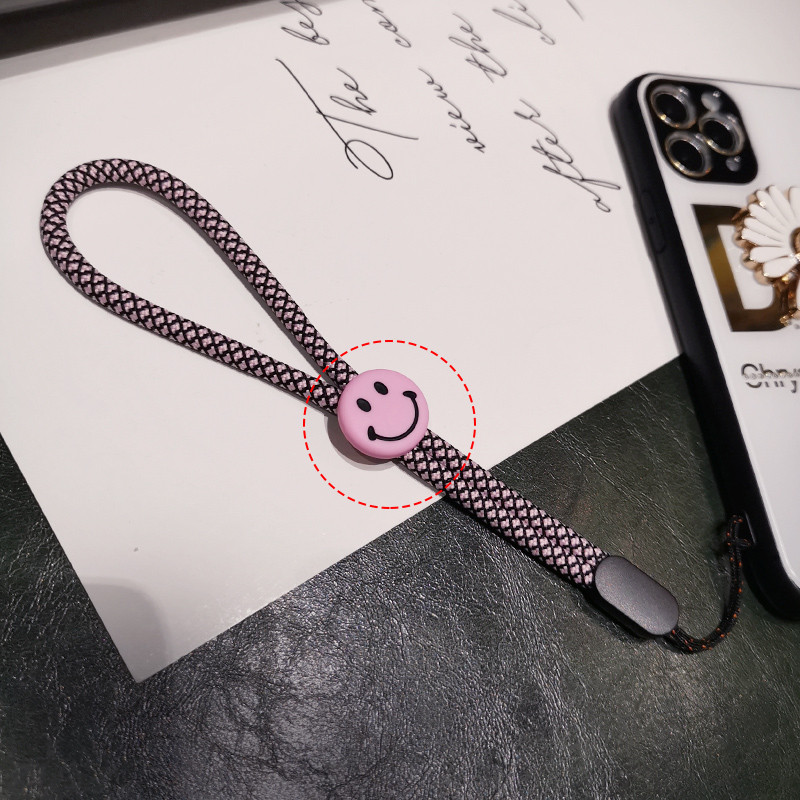 Връзка за мобилен телефон Усмихнато лице Висулка за китка Женски къси ръчно тъкани прости орнаменти Калъф за мобилен телефон Универсална гривна