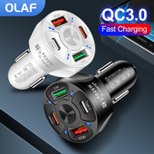 OLAF Dual USB C Φορτιστής αυτοκινήτου Γρήγορη φόρτιση USB Τύπος C Γρήγορος φορτιστής PD QC3.0 Για iphone Προσαρμογέας φορτιστή τηλεφώνου αυτοκινήτου Samsung Xiaomi