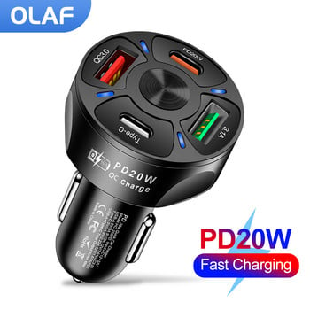 OLAF Dual USB C Φορτιστής αυτοκινήτου Γρήγορη φόρτιση USB Τύπος C Γρήγορος φορτιστής PD QC3.0 Για iphone Προσαρμογέας φορτιστή τηλεφώνου αυτοκινήτου Samsung Xiaomi