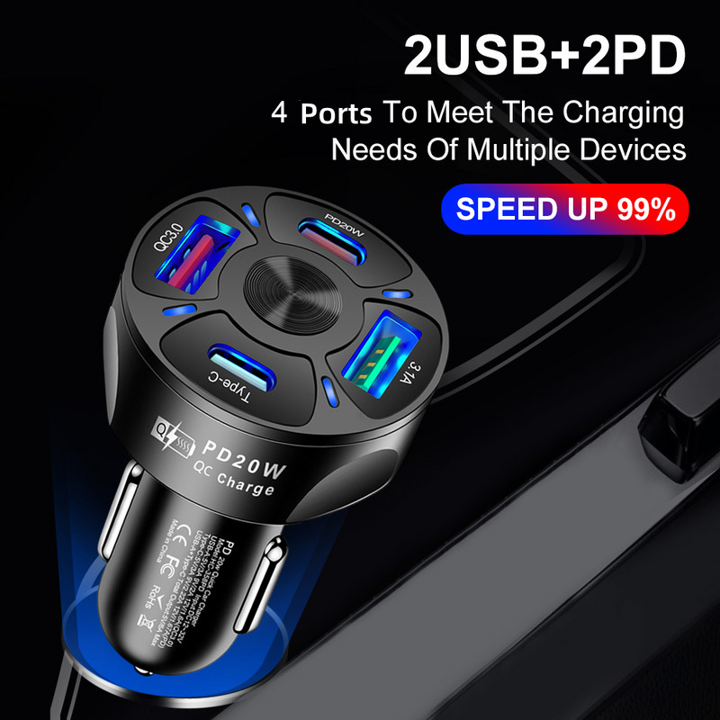 OLAF Dual USB C auto punjač Brzo punjenje USB Type C brzi punjač PD QC3.0 za iphone Samsung Xiaomi adapter za auto punjač za telefon