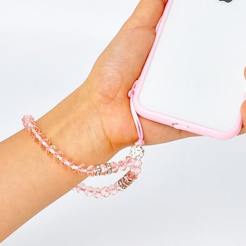 Универсална каишка за телефон Fashion Bling Crystal Beads Каишка за каишка за ръка и китка за телефони iPhone X Samsung Camera GoPro ключодържател