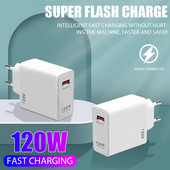 Φορτιστής USB γρήγορης φόρτισης 120W Προσαρμογέας ρεύματος για iPhone Xiaomi Samsung Huawei Quick Charge 5.0 Επιτοίχιος Φορτιστής USB κινητού τηλεφώνου