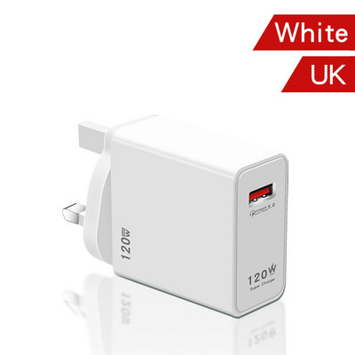 Φορτιστής USB γρήγορης φόρτισης 120W Προσαρμογέας ρεύματος για iPhone Xiaomi Samsung Huawei Quick Charge 5.0 Επιτοίχιος Φορτιστής USB κινητού τηλεφώνου