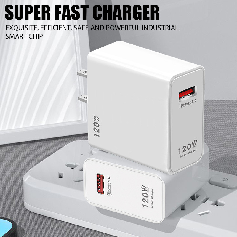 120 W бързо зареждане USB зарядно устройство Захранващ адаптер за iPhone Xiaomi Samsung Huawei Quick Charge 5.0 Стенен USB зарядно устройство за мобилен телефон