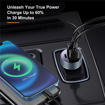 USLION USB Car Charger QC 3.0 80W 5A Type C PD Προσαρμογέας φορτιστή τηλεφώνου αυτοκινήτου γρήγορης φόρτισης για iPhone Xiaomi Κινητό τηλέφωνο Samsung