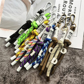 Ключодържател Въже Полиестер Памучно въже Метален ключодържател Връзка Чанта Висулки за мобилни телефони Калъф Чар Премиум каишка за ключове