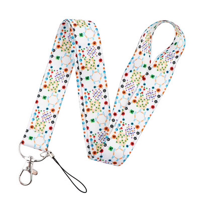 Cartoon Chemistry Lanyard Λουράκι κινητού τηλεφώνου Κάρτα ταυτότητας Κάτοχος σήματος σχοινί Μπρελόκ Μπρελόκ Αξεσουάρ ιστών Δώρα