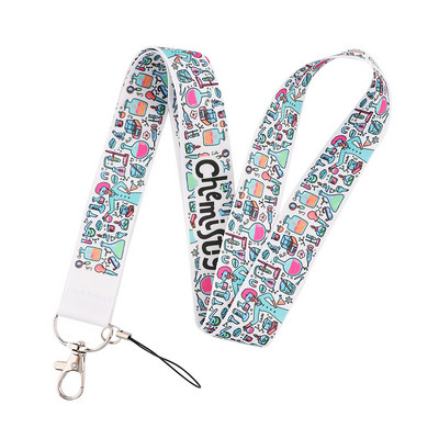 Cartoon Chemistry Lanyard Λουράκι κινητού τηλεφώνου Κάρτα ταυτότητας Κάτοχος σήματος σχοινί Μπρελόκ Μπρελόκ Αξεσουάρ ιστών Δώρα