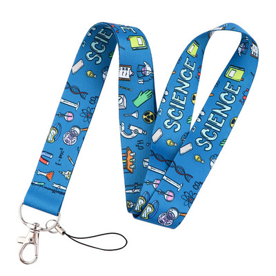 Cartoon Chemistry Lanyard Λουράκι κινητού τηλεφώνου Κάρτα ταυτότητας Κάτοχος σήματος σχοινί Μπρελόκ Μπρελόκ Αξεσουάρ ιστών Δώρα
