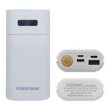 3-портов вход Направи си сам Power Bank Shell с LED фенерче 5V 2x 18650 21700 Кутия Зареждане на батерията Кутия за съхранение без батерия 55KC