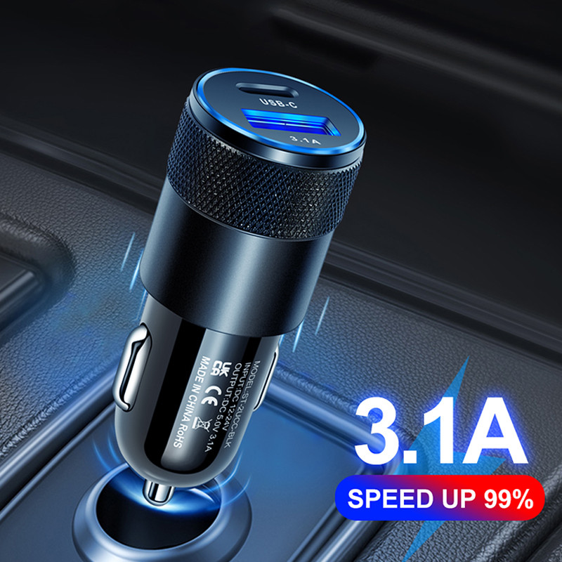 Olaf Dual USB C brzi auto punjač 40 W 2 porta tip C PD auto punjač za iPhone 13 12 11 Pro Max Samsung strujni adapter u automobilu