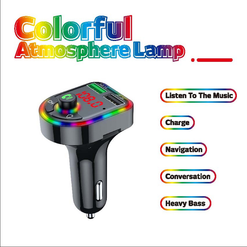 35W Bluetooth 5.0 USB auto punjač Atmosphere MP3 Player 3.1A Brzo punjenje za iPhone 12 Xiaomi Huawei adapter za mobilni telefon