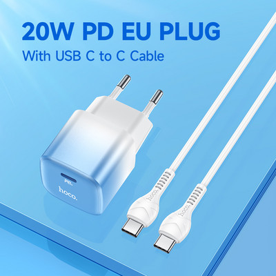 HOCO PD 20W USB C töltő C típusú fali töltő adapter hordozható telefon töltő iPhone 14 13 12 11 Pro Max készülékhez