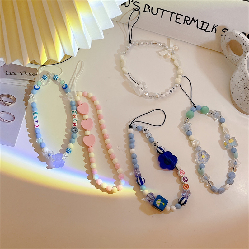 Slatki Sunčev cvijet s perlama za iPhone Lanac Akrilni privjesak za mobilni telefon Remen Anti-Lost Phone Narukvica Lanac za vješanje Nakit Pokloni